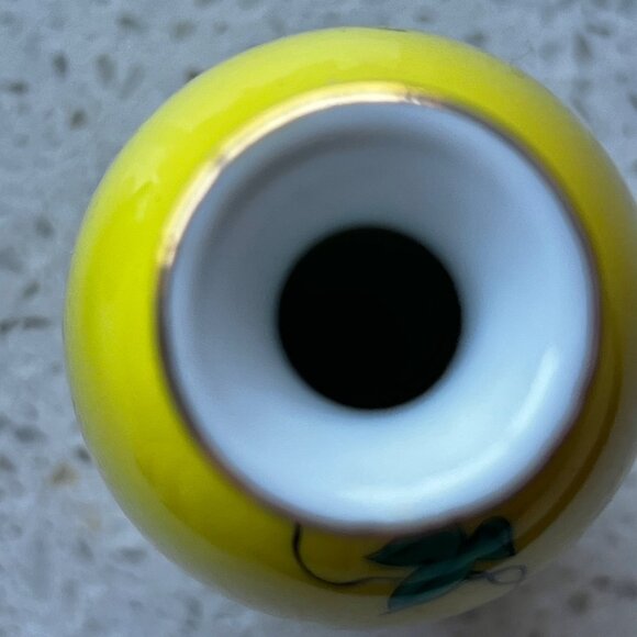 Miniature Japan Porcelain Vases Set Of 2 Yellow & Blue Floral Design vintage - Picture 13 of 13